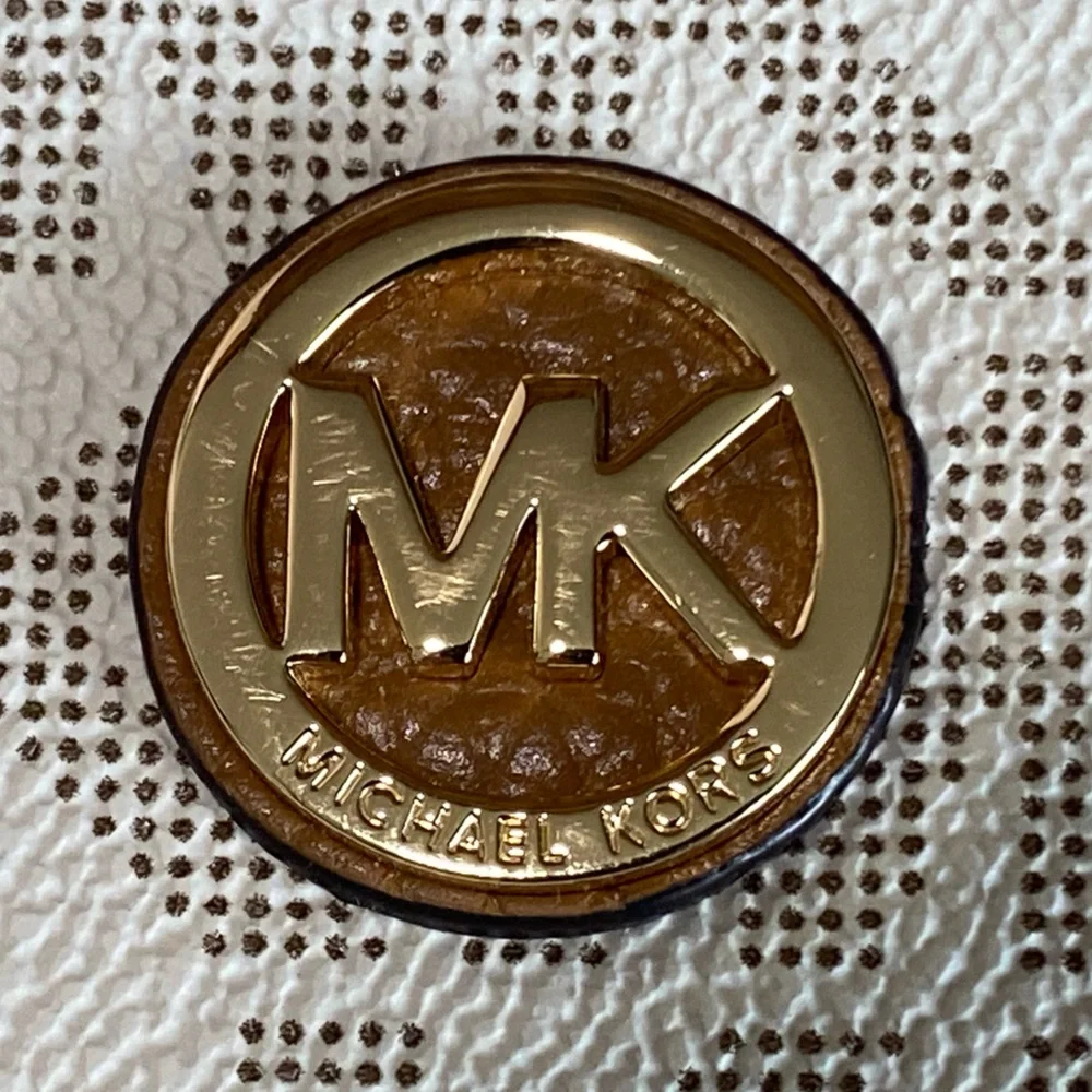 Michael Kors Fulton White MK Signature Monogram Wristlet Wallet Clutch